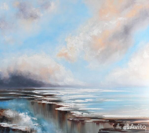 Большая современная картина маслом морской пейзаж