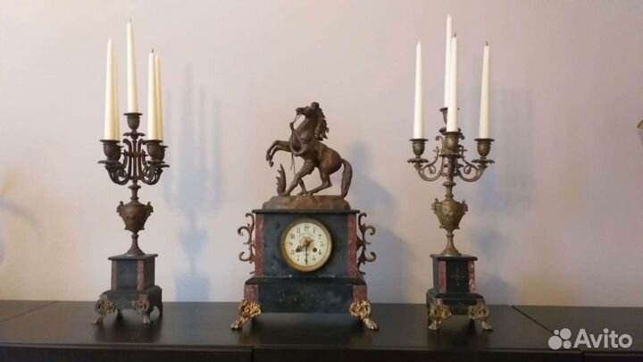 Каминные антикварные часы середина 19в