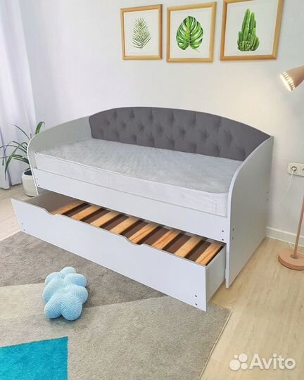Кровать детская лдсп выкатное место велюр