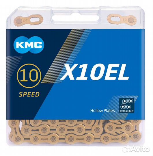 Цепь KMC X10 X10EL X10SL DLC DLC10 Gold Black 10ск