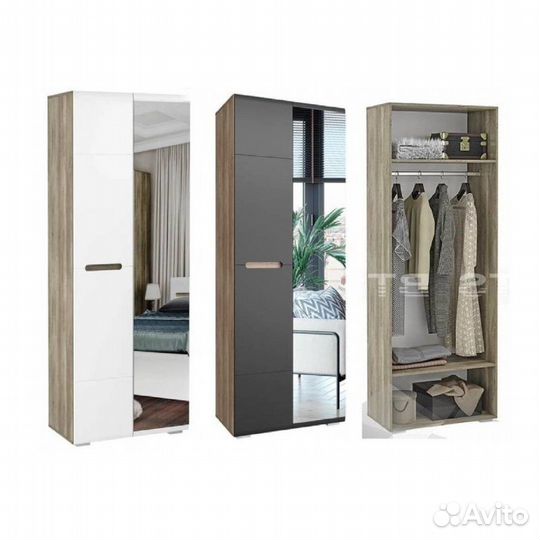 Шкаф с зеркалом Наоми шк-22 каньон/белый MF07