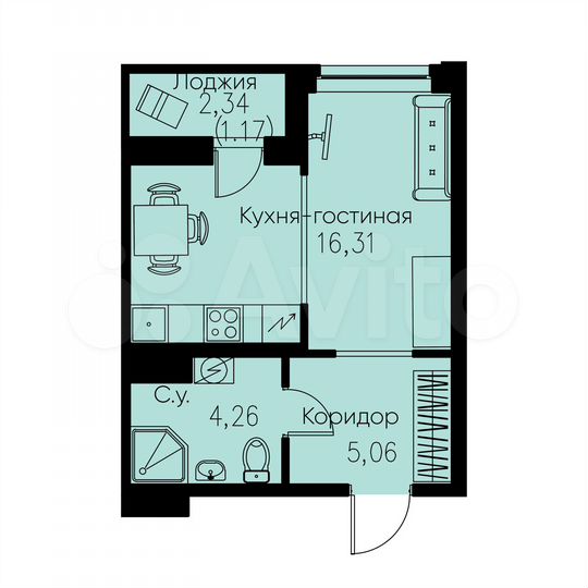 Квартира-студия, 26,8 м², 7/12 эт.