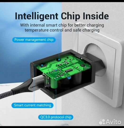 Премиальное зарядное устройство Vention 18 watt