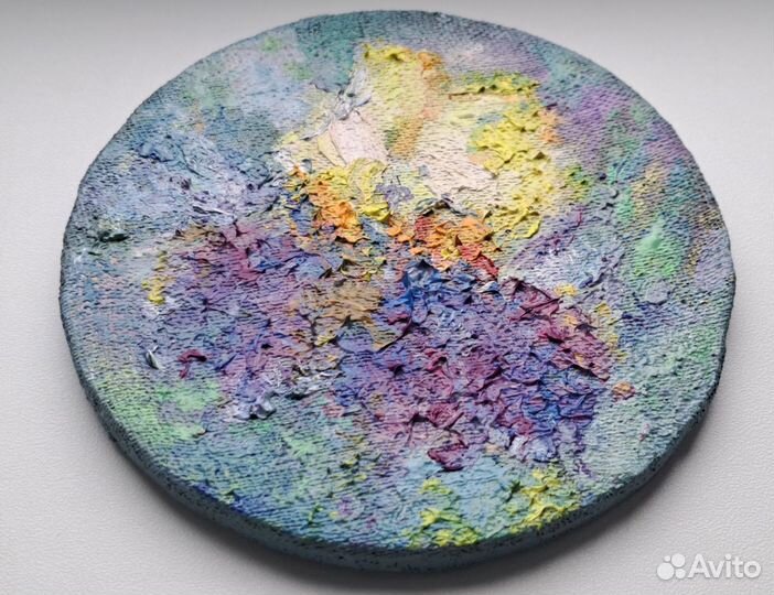 Картина маслом 14см цветок ирис абстракция