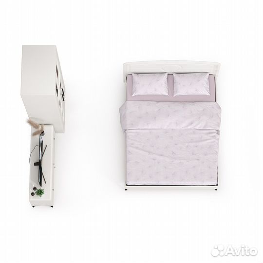 Спальный гарнитур с тв-тумбой и шкафом Валенсия № 41, цвет белый шагрень, спальное место 1600х2000 м