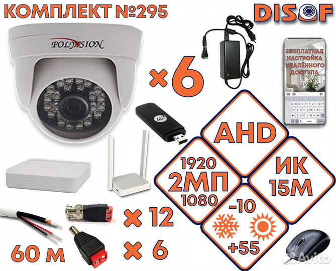 Видеонаблюдение комплект AHD с 4G №295
