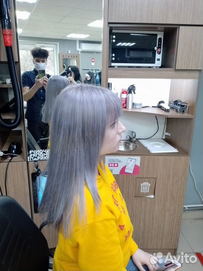 Окрашивание волос в 1 тон, сложное, мелирование