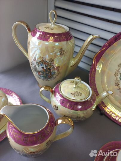 Чайный сервиз Гейша Фарфор BES ГДР Роспись Позолот