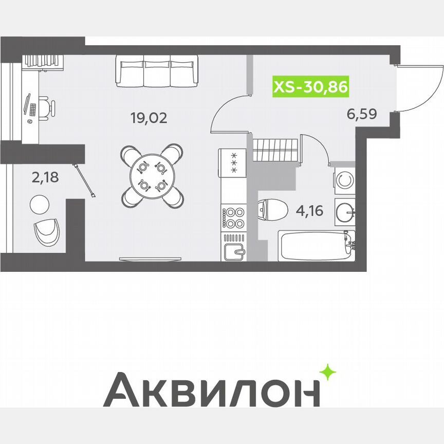 Квартира-студия, 31,2 м², 12/13 эт.