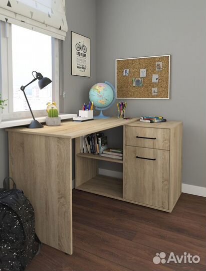 Стол письменный компьютерный угол белый и сонома