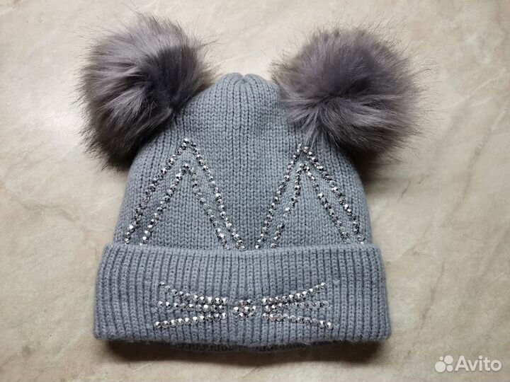 Шапки для девочки теплые + легкие на 6-10 лет