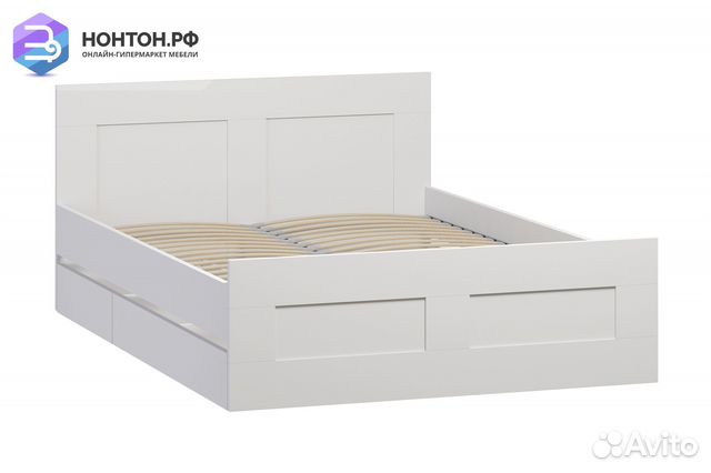 Кровать двуспальная Сириус белая с ящиками