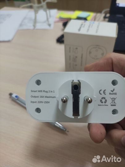 Умная двойная розетка wifi tuya Алиса