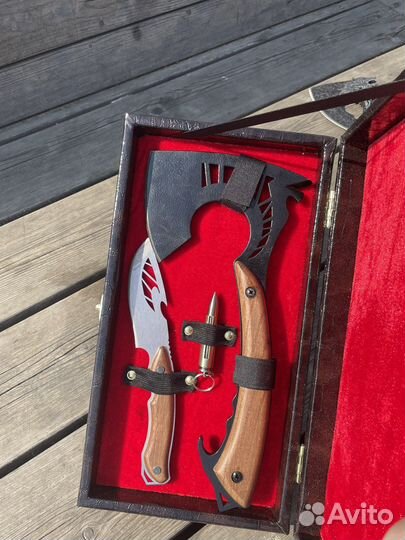 Топор походный+нож шкуросьемный в коробке