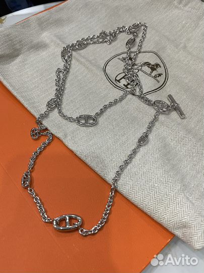 Цепь hermes серебро