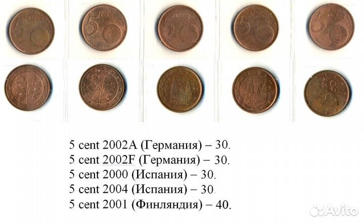 Евро Монеты (разный номинал)