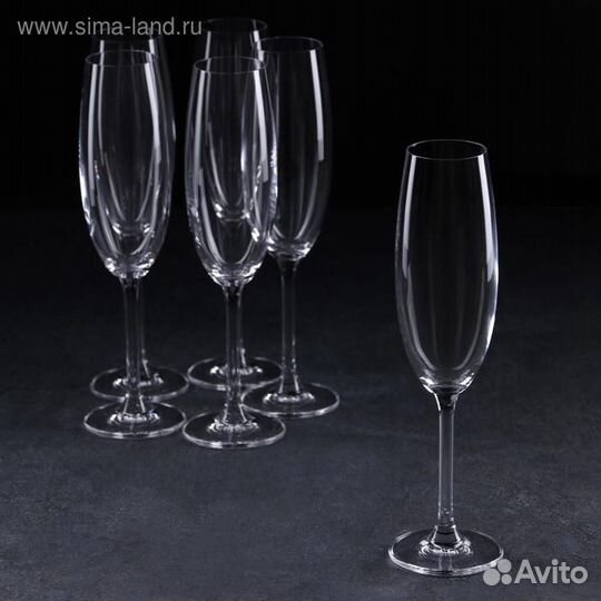 Набор бокалов для шампанского Colibri, 220 мл, 6 ш