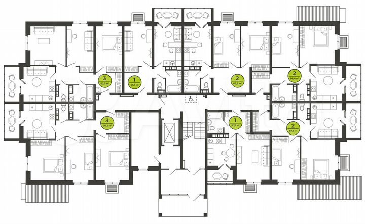 2-к. квартира, 66,5 м², 1/9 эт.
