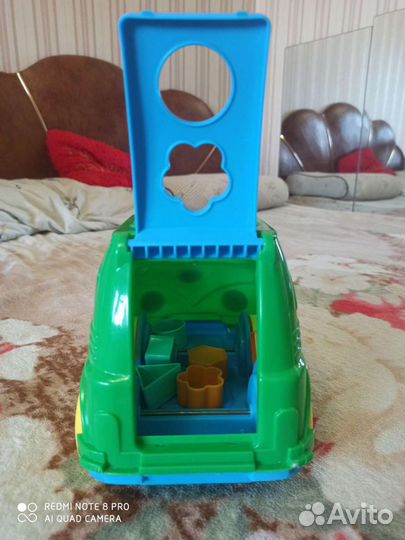 Игрушка автобус-логика, детский деревянный гараж