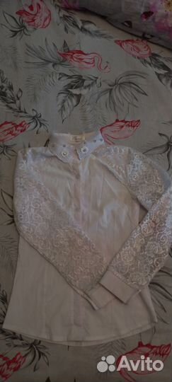 Рубашка белая для девочки 140