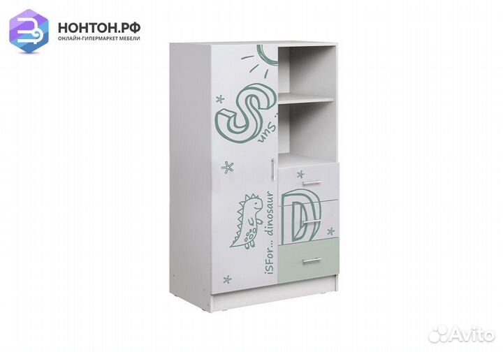 Шкаф комбинированный Вега Алфавит белый / мятный