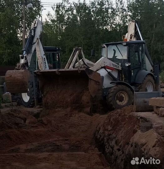 Услуги экскаватор-погрузчик с ямобуром