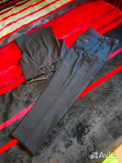 Школьный костюм синий Жилет +Брюки, р.152