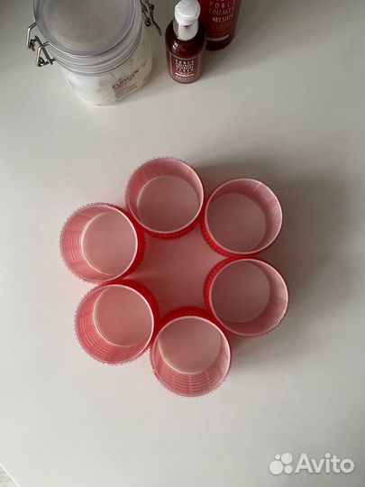 Бигуди липучки 6 шт, д.68 мм красные крупные