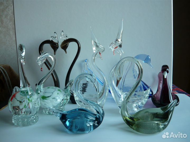 Статуэтки Лебеди, гутное стекло СССР. За 10 шт