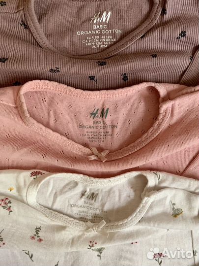 Детские вещи боди h&m Uniqlo пакетом 80 86