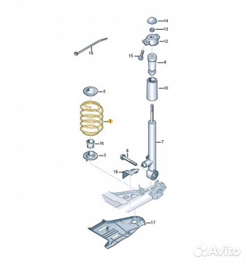 Пружина подвески задняя Skoda Octavia 5E3