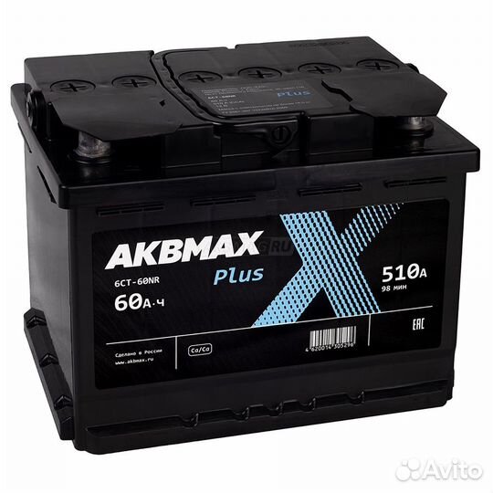 Аккумулятор автомобильный akbmax ST 60R 600 А обр