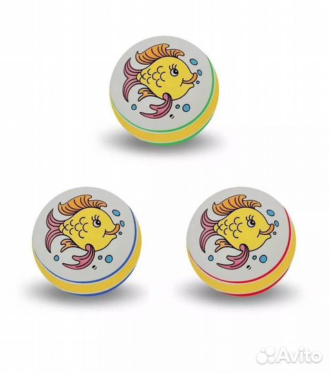 Резиновый детский мяч Рыбка диаметр 7,5 см в ассор