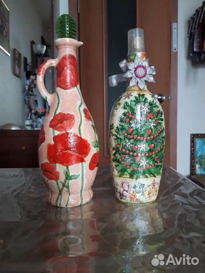 Бутылка стеклянная декупаж