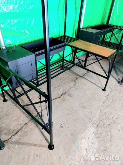 Мангал с печью под казан и крышей