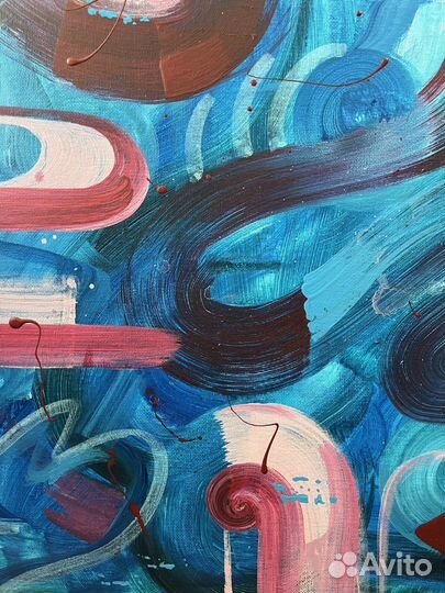 Абстрактная интерьерная картина акрилом 50/50