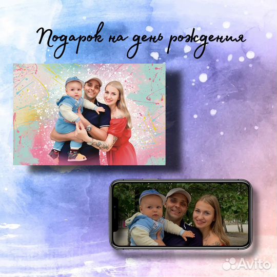 Портрет по фото на холсте