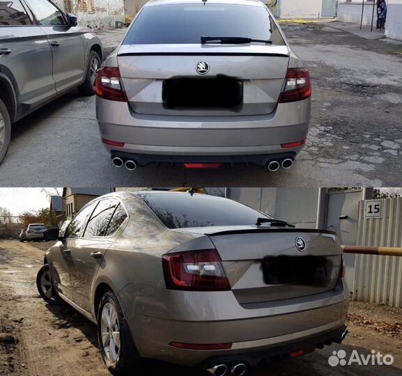 Диффузор на задний бампер Skoda Octavia/сплиттер