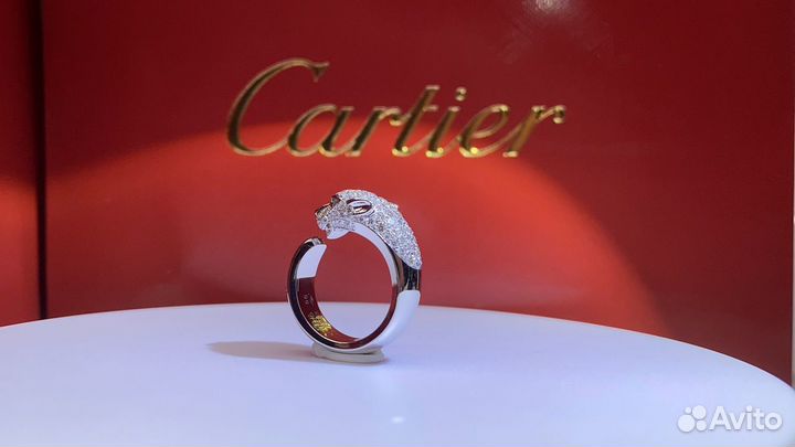 Кольцо Panthère de cartier из белого золота 1,15ct