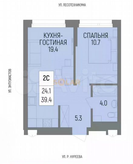 2-к. квартира, 39,4 м², 20/23 эт.