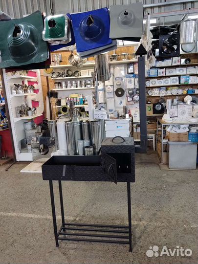 Мангал с печью под казан