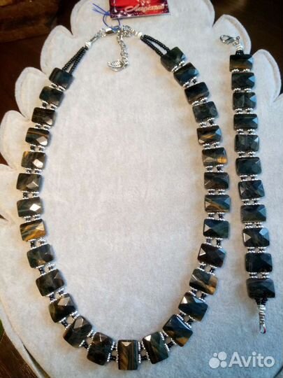 Черный опал Колье из натуральных камней