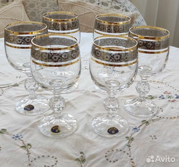 Набор винтажных фужеров для вина bohemia