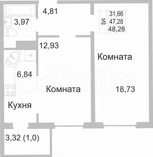 2-к. квартира, 47,9 м², 8/9 эт.