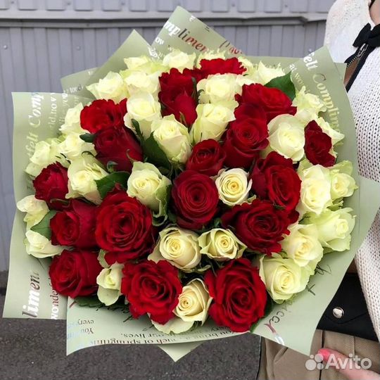 Большой букет цветов/Высокие розы