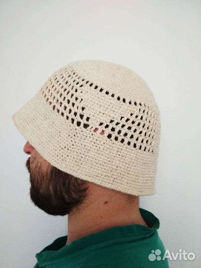 Панама вязаная льняная