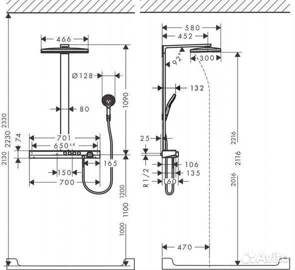 Hansgrohe RainmakerSelect Душевая система 27109400