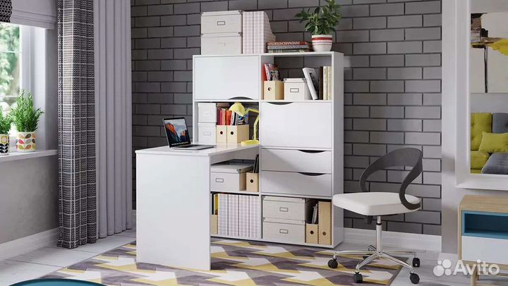 Стол - стеллаж угловой Т7, белый