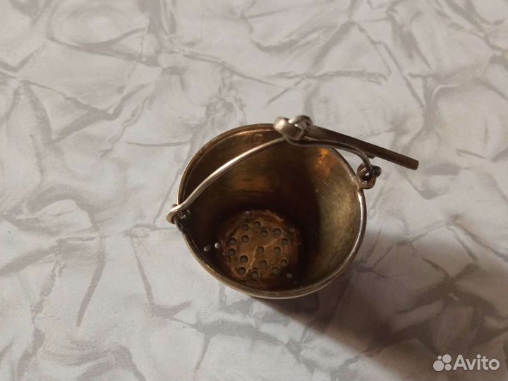 Чайное ситичко СССР серебро с позолотой