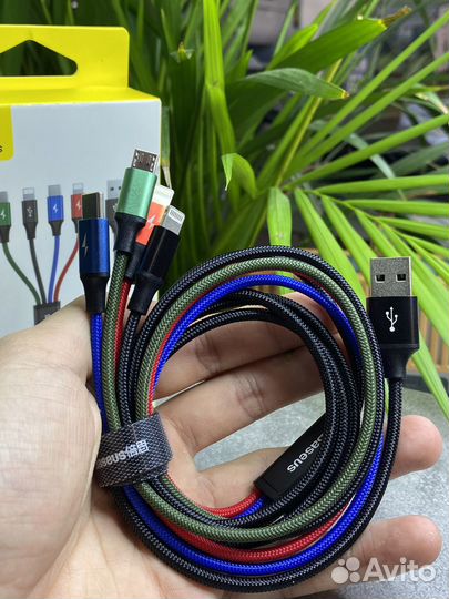 Кабель 4в1, USB - microusb Type-C 2Lightning,1.2м